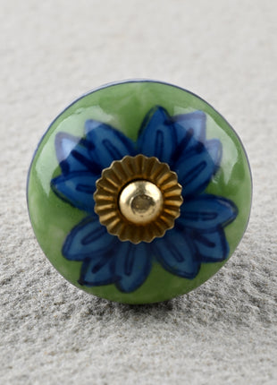 Elegant Green and Blue Ceramic Drawer Knob