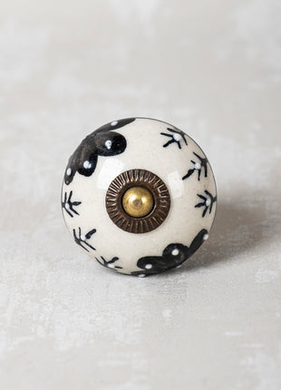 Black Design On White Ceramic Knob