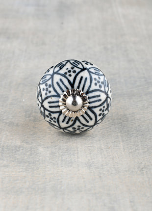 White Ceramic Dresser Cabinet Knob With Black Design