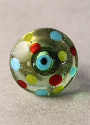 Transparent Round Drawer Cabinet Knob With Multicolor Polka-Dots