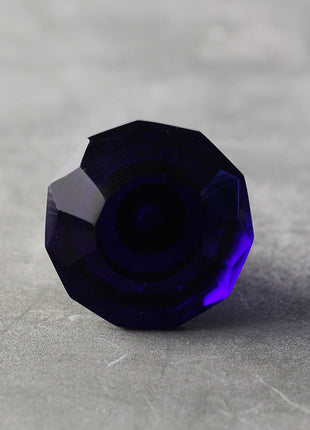 Navy Blue Spiral Glass Diamond Cut Drawer Cabinet Knob