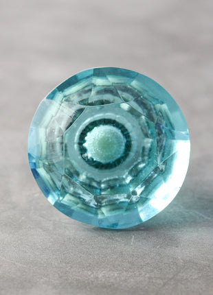 Turquoise Glass Diamond Cut Drawer Cabinet Knob ( X Large)
