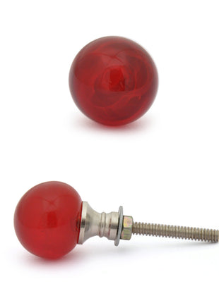 Red Glass Round Shaped Drawer Cabinet Knob