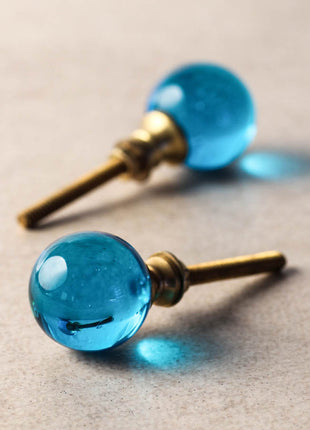 Stylish Turquoise Glass Round Shaped Drawer Cabinet Knob