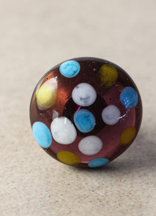 Unique Round Drawer Cabinet Knob With Multicolor Polka-Dots