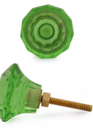 Royal Green Spiral Diamond Cut Mushroom Drawer Cabinet Knob