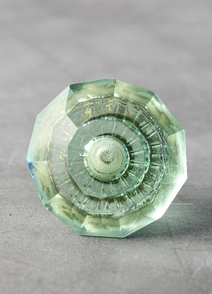 Mint Green Glass Spiral Diamond Cut Kitchen Cabinet Knob