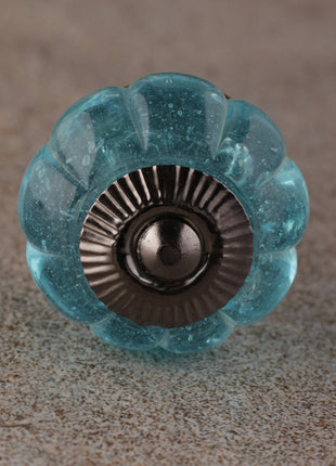 Turquoise Flower Shaped Glass Drawer Cabinet Knob