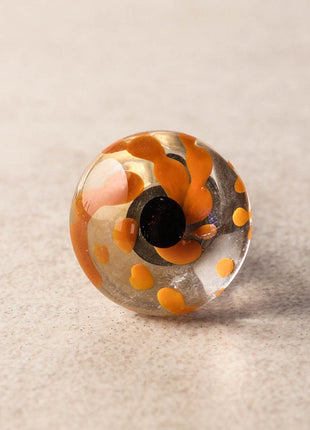Antique Orange Transparent Round Shaped Drawer Knob