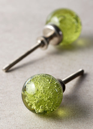 Vintage Crystalline Green Bubble Glassware Drawer Knob