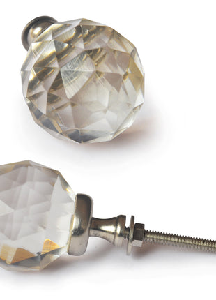 Transparent White Crystal Diamond Cut Door Knob