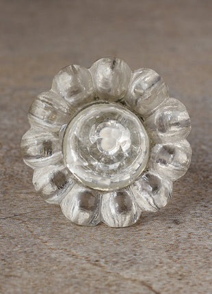 Stylish Clear Transparent Daisy Flower Glass Dresser Cabinet Knob
