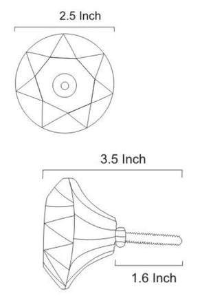 Clear Transparent Glass Diamond Cut Drawer Knob (XX-Large)