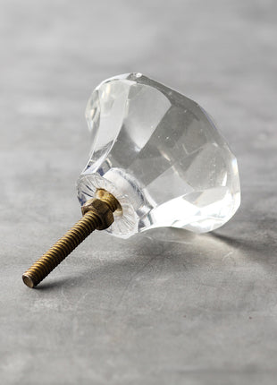 Clear Transparent Glass Diamond Cut Drawer Knob (XX-Large)