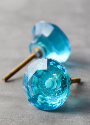 Elegant Blue Diamond Cut Turquoise Kitchen Cabinet Knob (X Large)