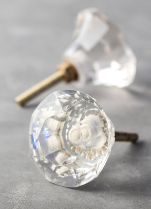 Clear Transparent Glass Diamond Cut Door Knob ( X Large)