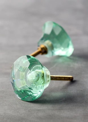 Green Crystalline Diamond Cut Kitchen Cabinet Knob