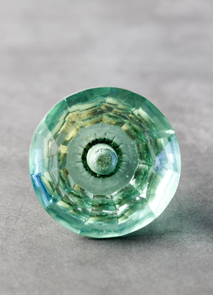 Green Crystalline Diamond Cut Kitchen Cabinet Knob