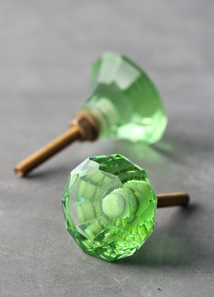 Emerald Green Glass Spiral Diamond Cut Drawer Cabinet Knob