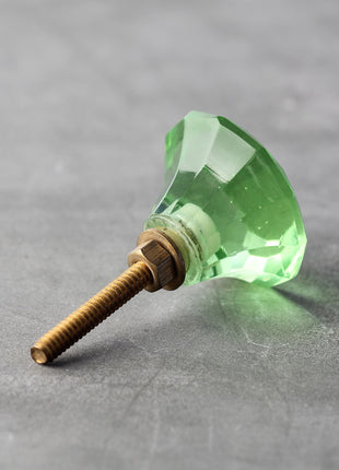 Emerald Green Glass Spiral Diamond Cut Drawer Cabinet Knob