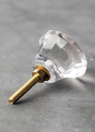 Clear Transparent Spiral Diamond Cut Kitchen Cabinet Knob