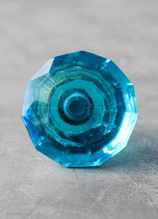 Vintage Turquoise Spiral Glass Diamond Cut Drawer Cabinet Knob