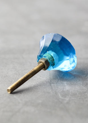 Vintage Turquoise Spiral Glass Diamond Cut Drawer Cabinet Knob