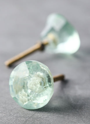 Antique Aqua Green Spiral Glass Diamond Cut Door Knob