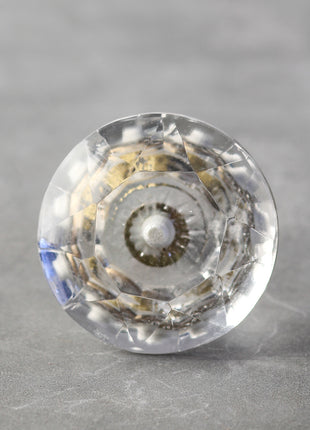 Clear Diamond Cut Spiral Glass Kitchen Cabinet Knob