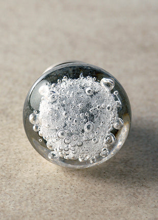 Handmade Crystalline Clear Bubble Glassware Drawer Knob
