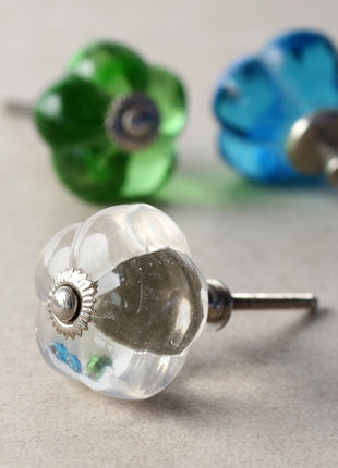 Clear Translucent Glass Melon Shaped Drawer Cabinet Knob