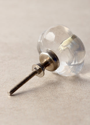Clear Translucent Glass Melon Shaped Drawer Cabinet Knob