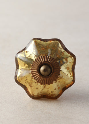 Stylish Flower Shaped Metallic Gold Dresser Cabinet Knob