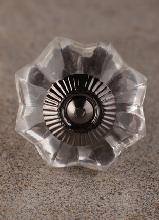 Stylish Floral Clear Royal Glass Drawer Cabinet Knob
