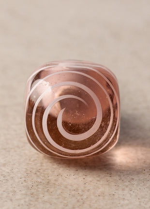 Salmon Pink Clear Round Glass Drawer Cabinet Knob With White Swirl