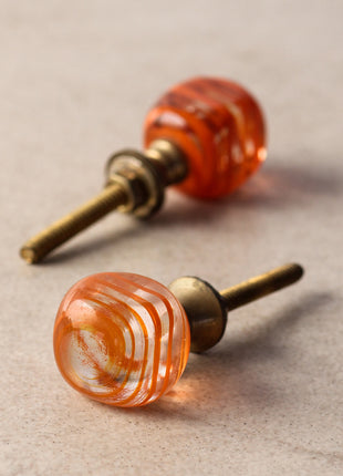 Antique Clear Round Glass Drawer Cabinet Knob With Orange Spiral