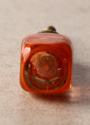 Antique Clear Round Glass Drawer Cabinet Knob With Orange Spiral