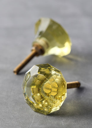 Canary Yellow Transparent Spiral Diamond Cut Dresser Cabinet Knob