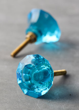 Turquoise Crystal Diamond Cut Dresser Cabinet Knob