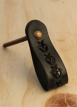 Handmade Black Color Leather Drawer knob