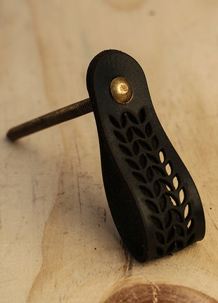 Black Leaf Design Drawer Leather knob