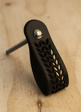 Black Leaf Design Drawer Leather knob