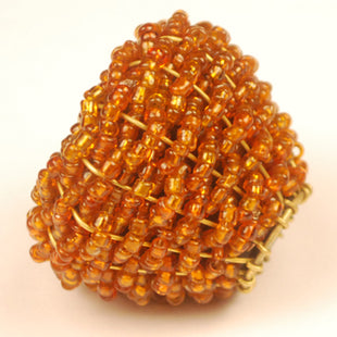 Orange Glass Beads and Metal Wire Weaved Cabinet Knob