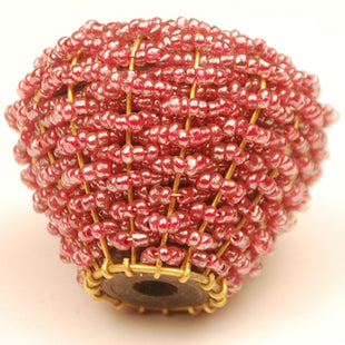 Pink Glass Beads and Metal Wire Weaved Cabinet Knob (Large)