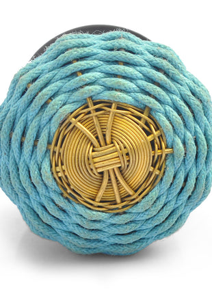 Turquoise Fabric and Metal Wire Weaved Knob (Medium)