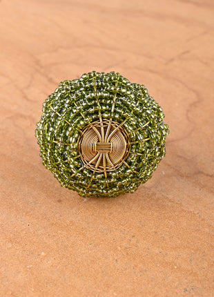 Green Glass Beads and Metal Wire Weaved Cabinet Knob