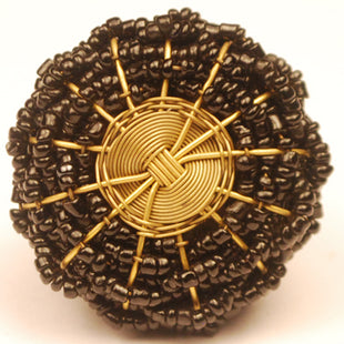 Black Glass Beads and Metal Wire Weaved Cabinet Knob
