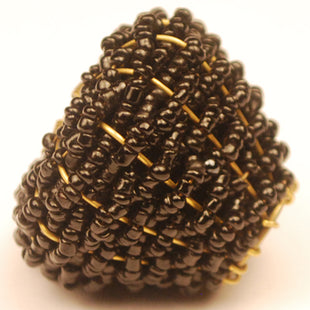 Black Glass Beads and Metal Wire Weaved Cabinet Knob