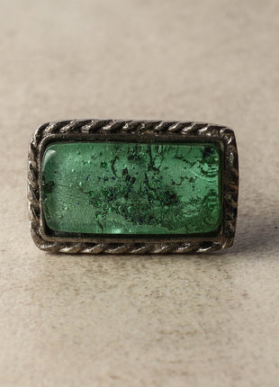 Antique Green Glass Drawer Metal Knob