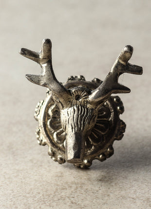 Deer Face Design Knob With Antique Silver Look